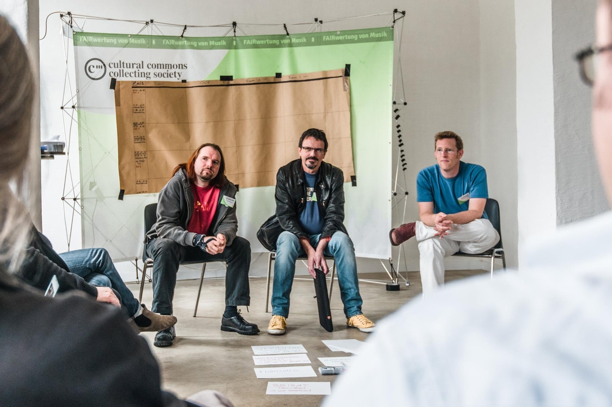 Beim Barcamp der C3S (von links): Meik Michalke, Wolfgang Senges und Christoph Scheid