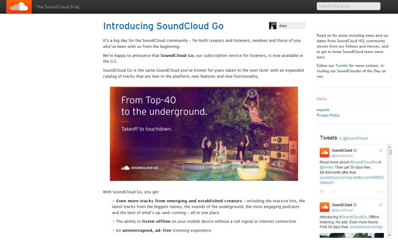 Spielt mit einem Underground-Image: SoundCloud bringt ein Musikabo namens Go auf den Markt, wagt sich zum Start aber nicht aus den bereits bekanten Fahrwassern heraus