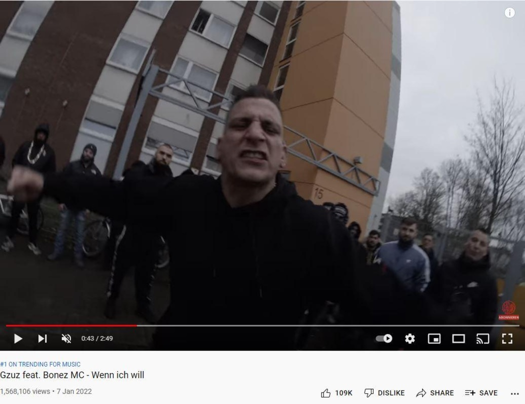 Gzuz und Bonez MC führten am Wochenende mit dem Titel "Wenn ich will" die deutschen YouTube-Musik-Trendcharts an