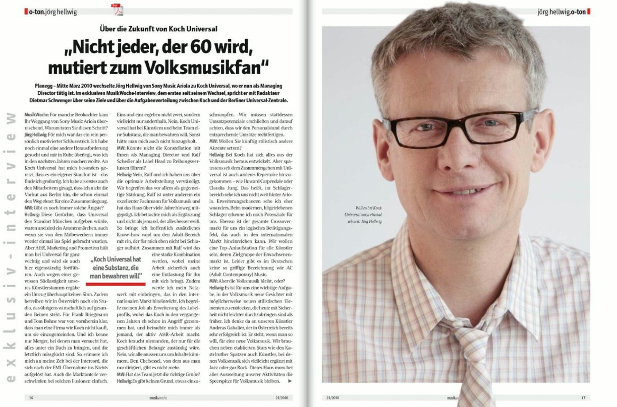 Will es bei Koch Universal noch einmal wissen: Jörg Hellwig