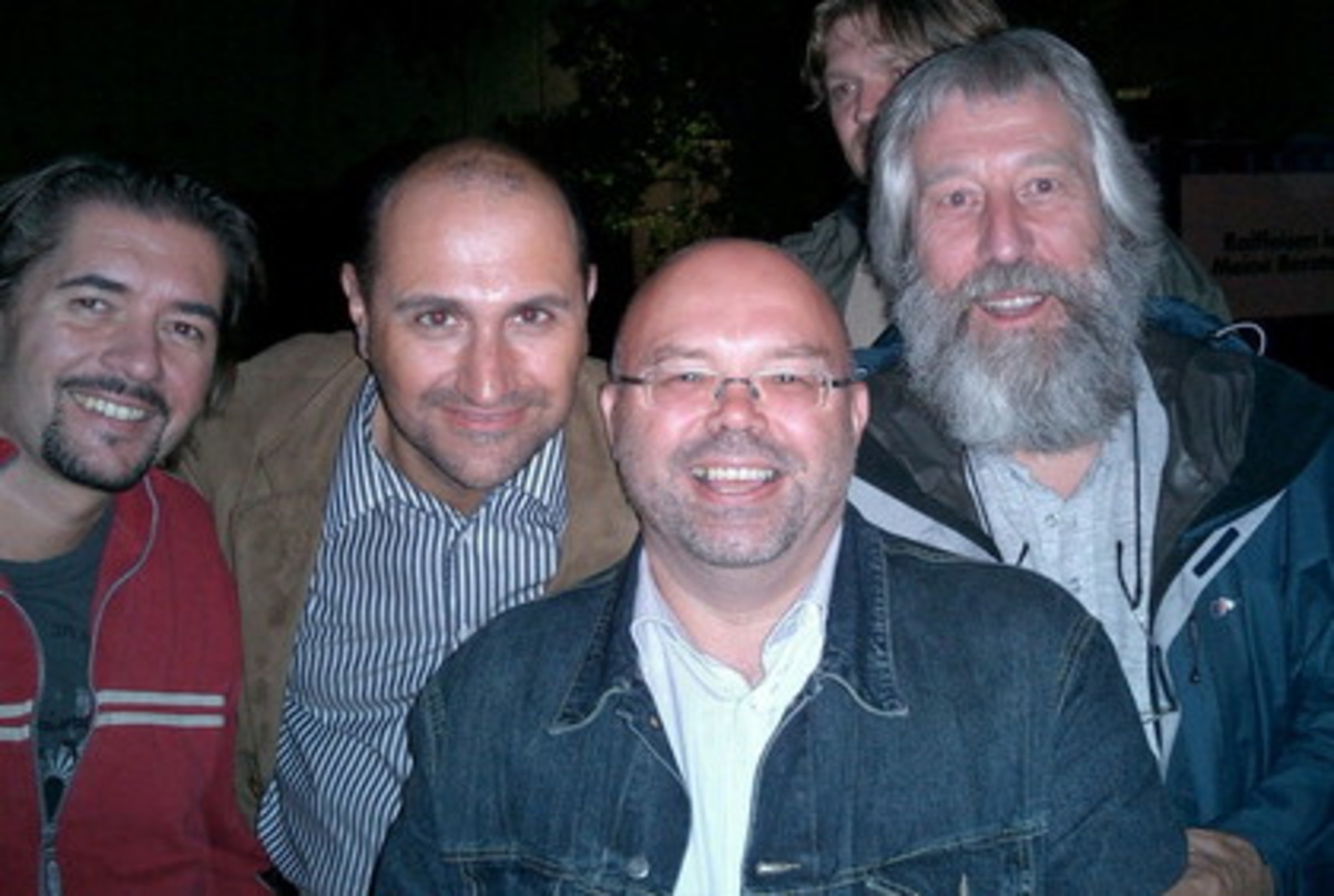 Waren beim Jubiläum mit dabei (v.l.n.r.): Harald Hanisch, Harry Fuchs, Mario Rossori, Manfred Lappe und (verdeckt) Georg Tomandl