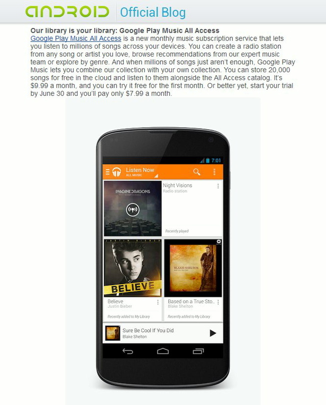Zugeschnitten auf Android-Geräte: Google stellt den Musikstreamingdienst Play Music All Access vor