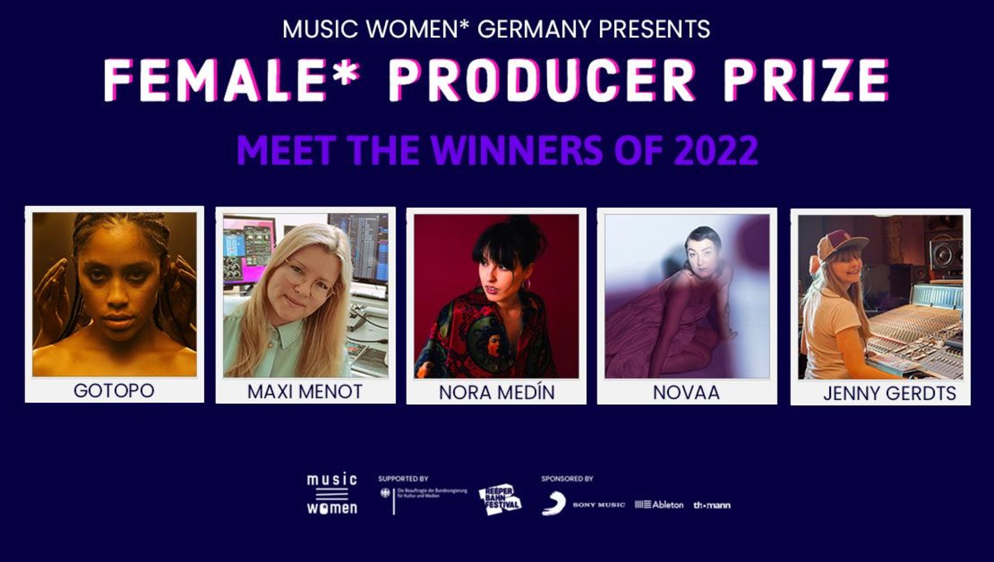 Die Preisträgerinnen 2022 (von links): Gotopo, Maxi Menot, Nora Medín, Novaa und Jenny Gerdts,