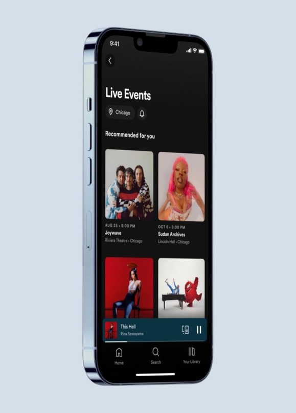 Bietet personalisierte Konzert-Vorschläge: Live-Events von Spotify