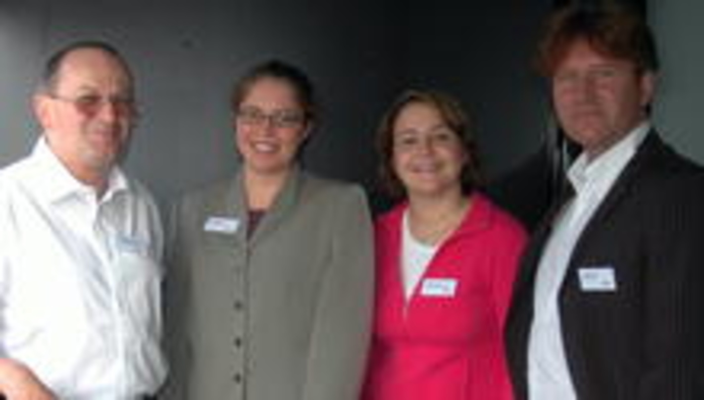 Workshop an der Müritz (v.l.n.r.): Rolf-Michael Döhring (Ernst Klett), Ines Jankowski (Kundenservice optimal), Katja Bucher (Ernst Klett) und {mlbipers.23616.Stefan Kleist|U|T|33267} ({mla...