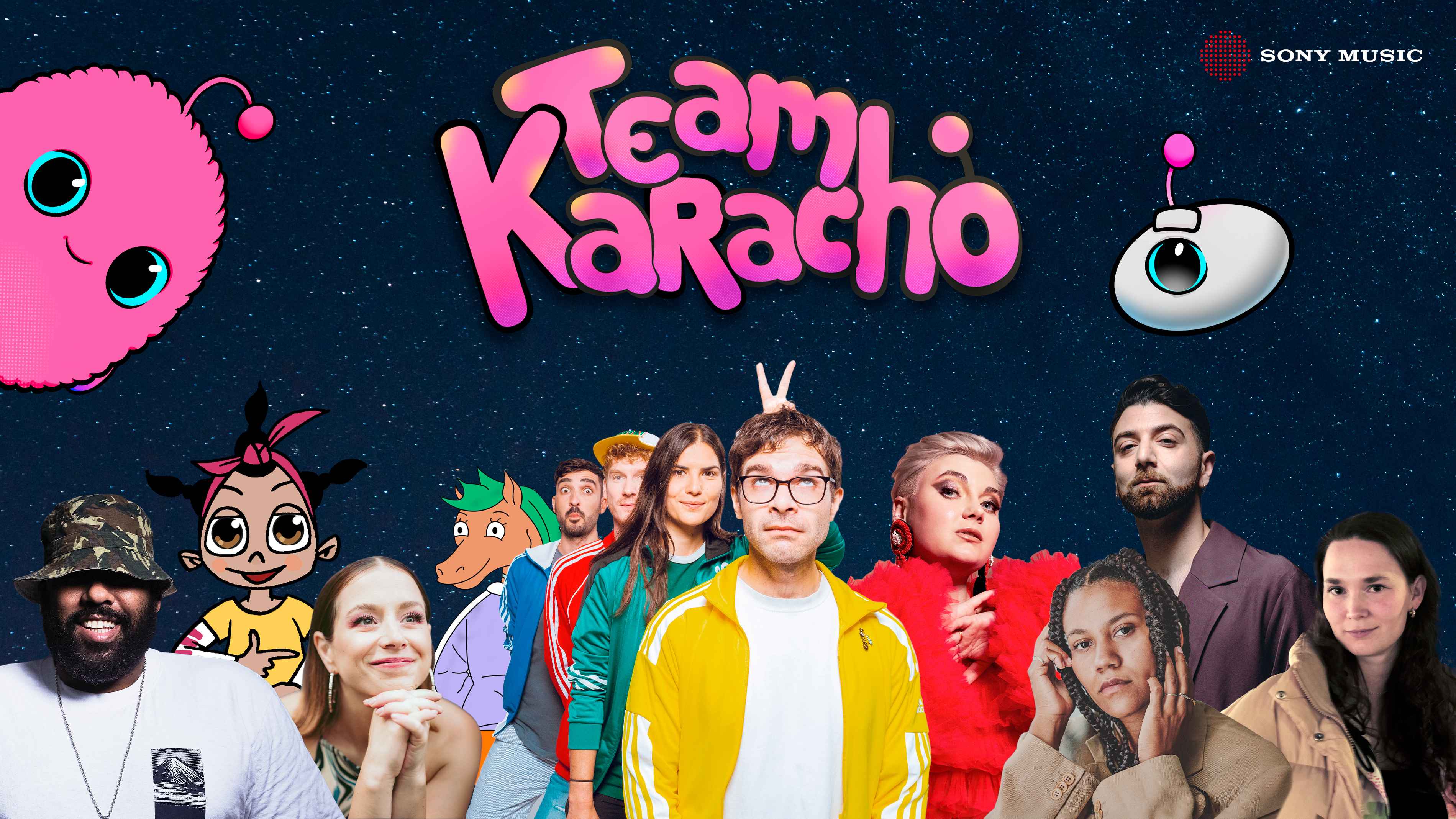 Besteht aus wechselnden Acts, die auf mehreren Sprachen singen: das Team Karacho.