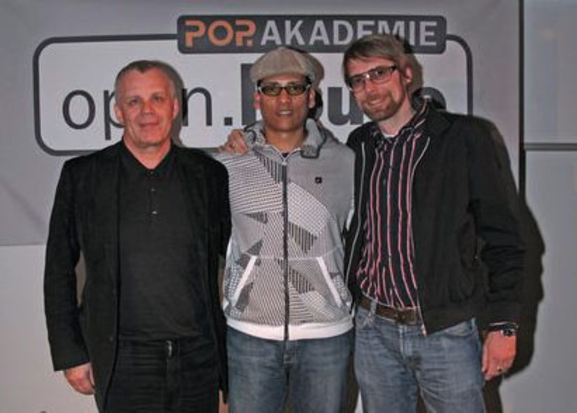 Trafen sich in der Popakademie: Hubert Wandjo, Geschäftsführer & Business Director Popakademie, Xavier Naidoo und Gregor Friedel