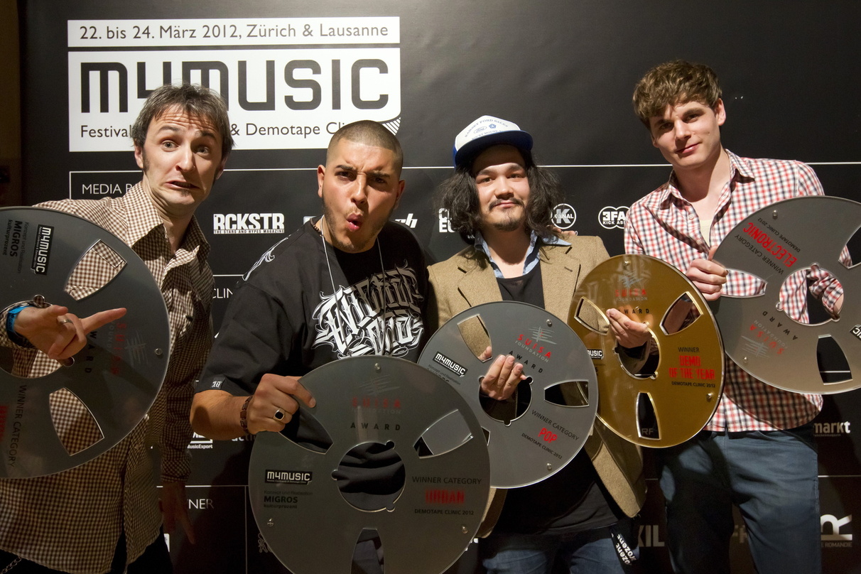 Die Preisträger der Demotape Clinic (v.l.n.r.) Monoski, Eriah, Domi Chansorn und Shazam Bell