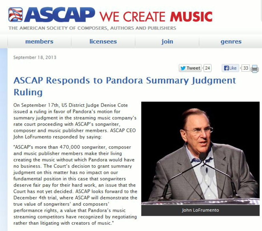 Macht sich auf den Onlineseiten der ASCAP für die Belange von Autoren und Komponisten stark: John LoFrumento