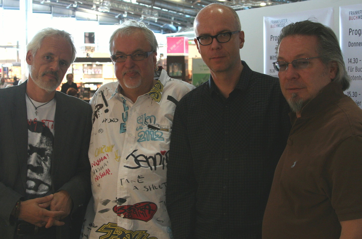 Sprachen über den Status der Popkultur auf der Buchmesse (v.l.n.r.): Ernst Hofacker, Jürgen Stark, Klaus Janke und Gerd Gebhardt