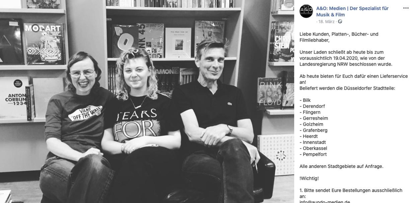 Will helfen, die musikalische Grundversorgung in Düsseldorf aufrecht zu erhalten: Marc Meyer mit seinem Team bei A und O Medien