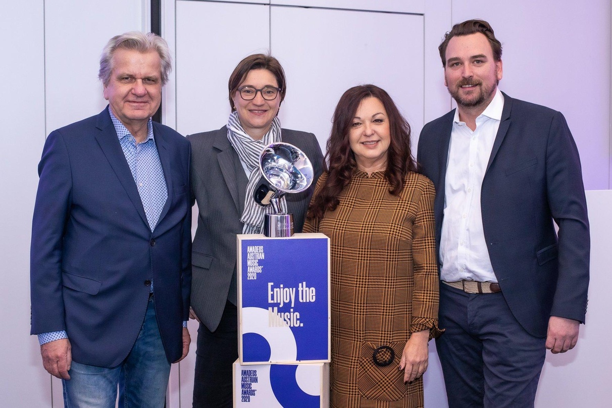 Stellten die Nominierten auf einer Pressekonferenz vor (von links): Peter Vieweger (AKM), Lisa Totzauer ( ORF), Monika Eigensperger (ORF) und Dietmar Lienbacher (IFPI Austria)