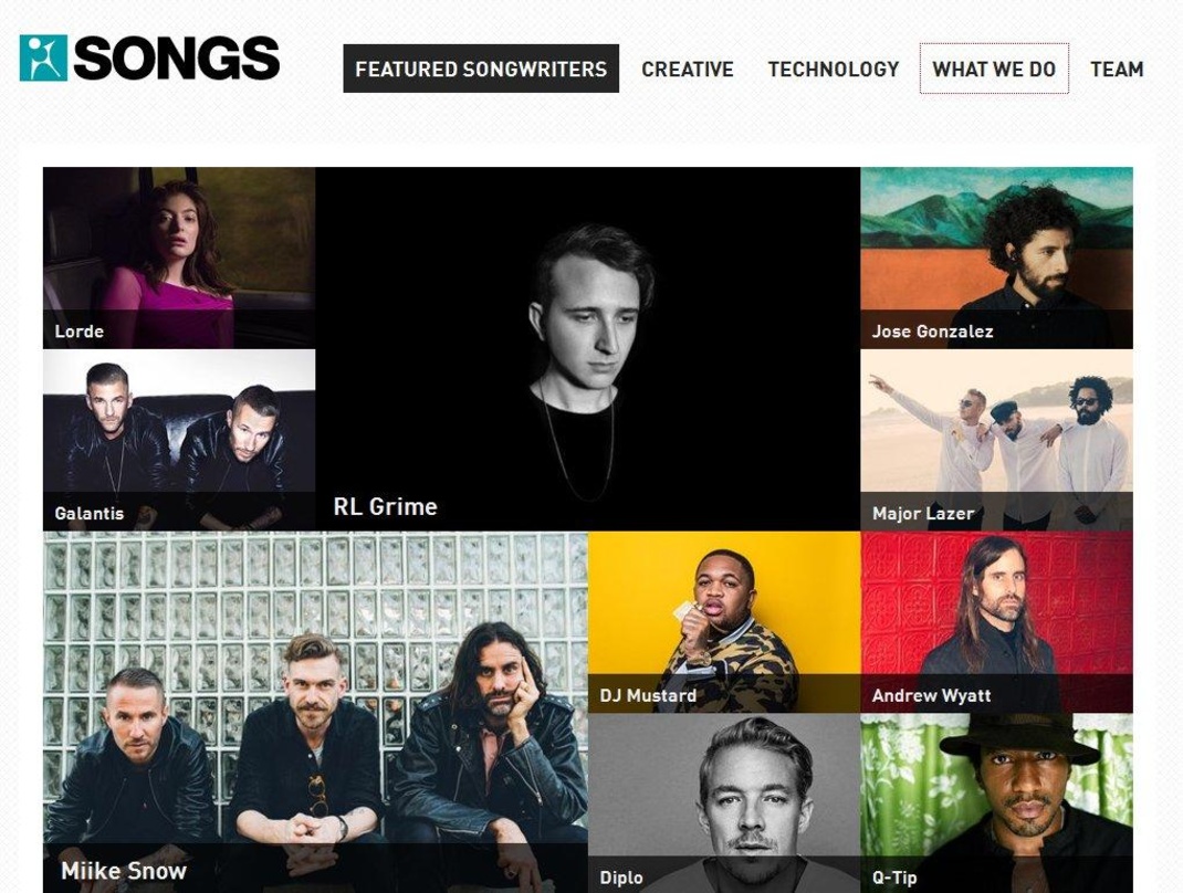 Spekulationsobjekt: Songs Music Publishing zählt auf seinen Onlineseiten Künstler wie Lorde, The Weeknd oder Diplo zum Autorenstamm