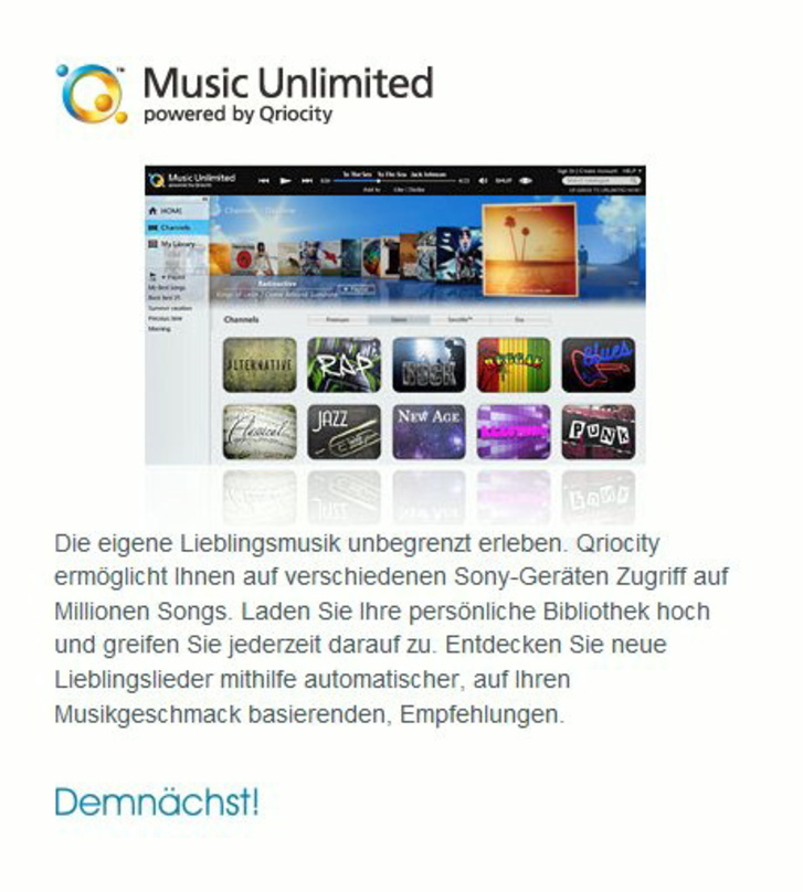 In Deutschland? Demnächst: Der Sony-Konzern nimmt zunächst in UK und Irland Anlauf, sein Qriocity-Musikangebot zu vermarkten