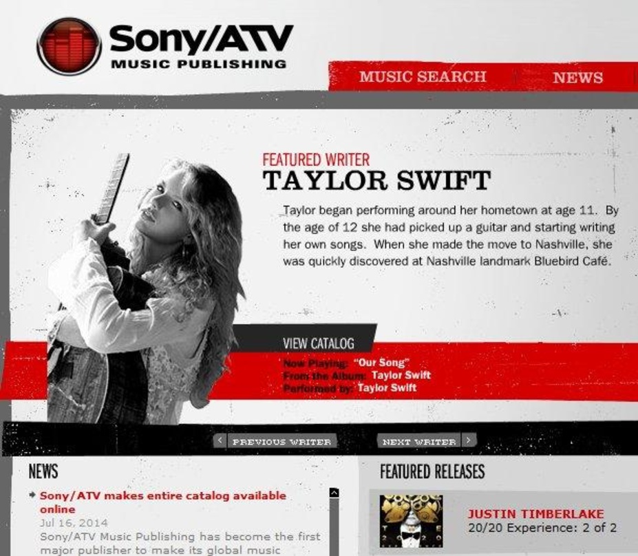 Auch Songs von ihr finden sich im Katalog von Sony /ATV: Die US-Künstlerin Taylor Swift