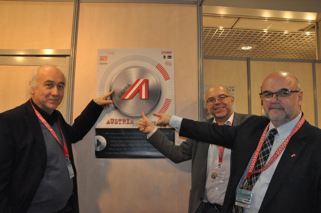Ziehen nach der Midem 2014 eine positive Bilanz (von links): Paul Hertel (AKM), Organisator Mario Rossori und Erwin Strutzenberger (advantage austria)