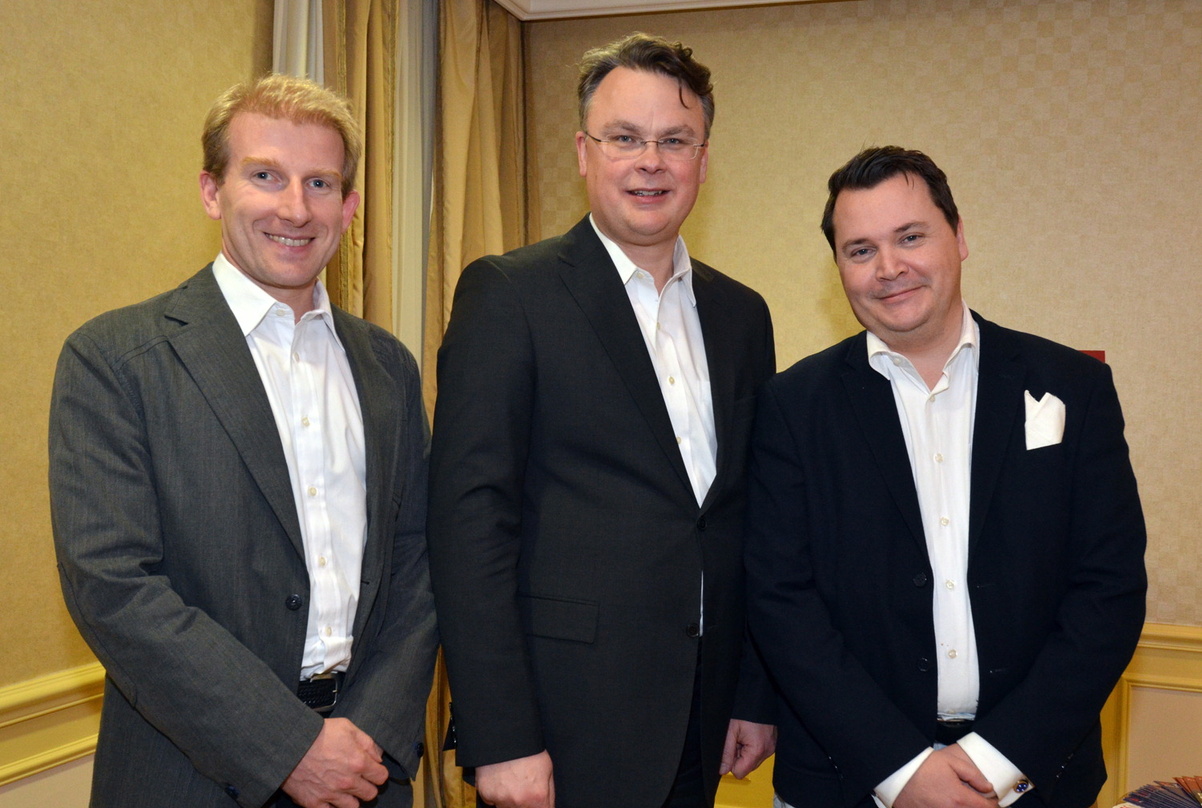 Gaben vor einem Jahr auf der Midem die Gründung von Kobalt STIM Aggregated Rights bekannt (von links): James Fitzherbert-Brockholes (CFO Kobalt Music Group), Willard Ahdritz (Gründer und C...