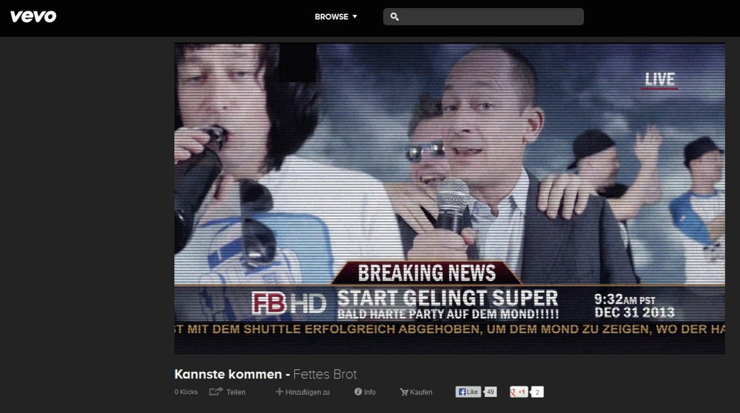 Passender Gast bei der Premiere von Vevo Deutschland: "Breaking News - Start super gelungen", heißt es an einer Stelle im Clip zu "Kannste kommen" von Fettes Brot