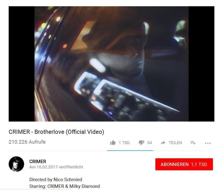 Konnte sich bei den 247 Einsendungen durchsetzten: Der Clip zu "Brotherlove" von Crimer