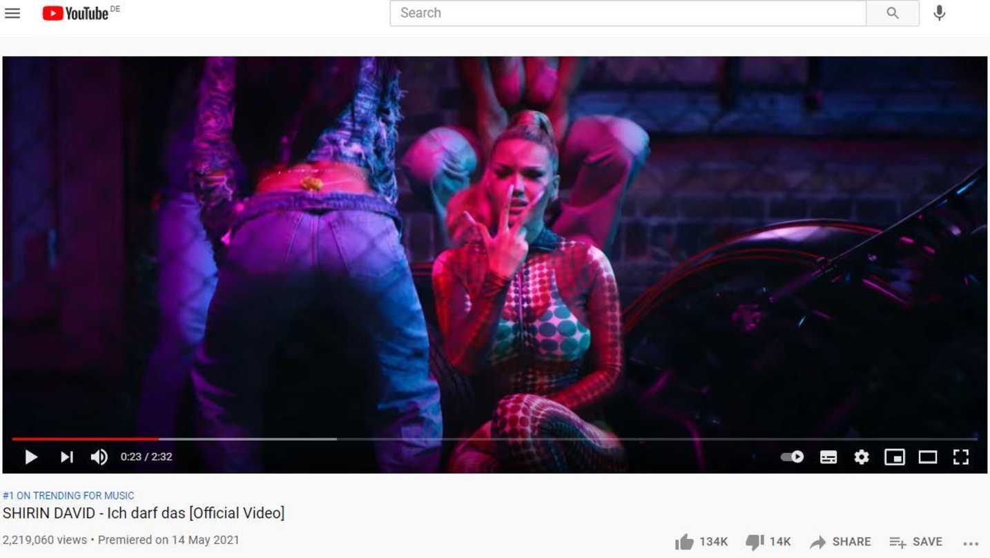 Am Wochenende mit "Ich darf das" bei YouTube und Spotify stark Nachgefragt: Shirin David
