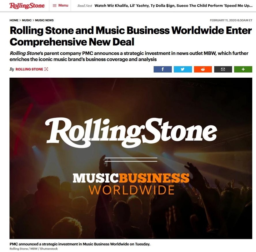 e532a556aa9903471f28b8ff67723171701516cf8a12e931662be0ad45cb8812 Schulterschluss ausgeweitet: Penske Media steigt mit dem "Rolling Stone" bei "Music Business Worldwide" ein