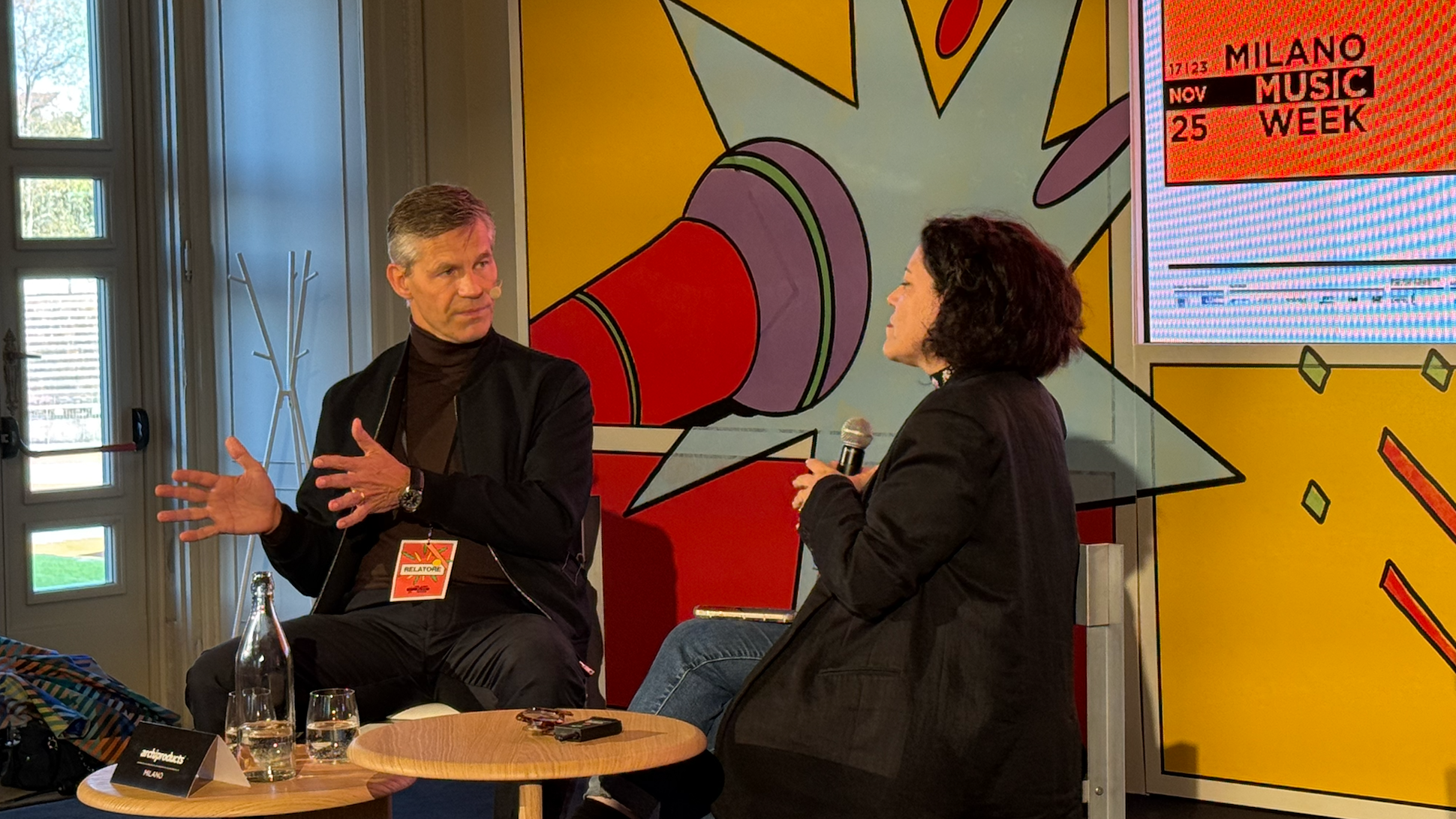 Beim Keynote-Gespräch im Rahmen der Milan Music Week: Frank Briegmann im Interview mit der Journalistin Marta Cagnola.