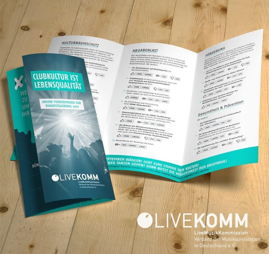 Soll eine schnelle Orientierung über die Standpunkte der Parteien liefern: der Info-Flyer der LiveKomm zur Bundestagswahl