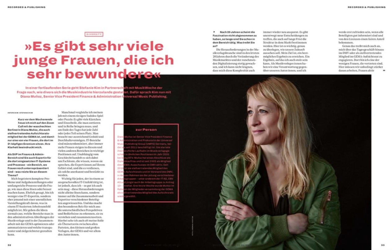 Seit 2011 bei Universal Music Publishing aktiv: Diana Muñoz