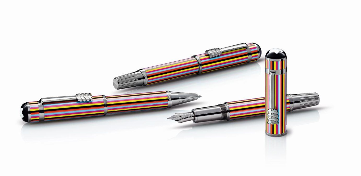 Hochwertiges und limitiertes Lizenzprodukt: Füllfederhalter und Rollerball aus dem Hause Montblanc im Yellow-Submarine- Streifendesign
