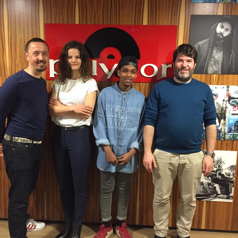 Neue Partner (von links): Henrik Guemoes (Senior A&R Consultant Universal Music), Stephanie Baudler (Celsius Management), Danyiom und Sigi Schuller (Senior Director A&R Universal Music)