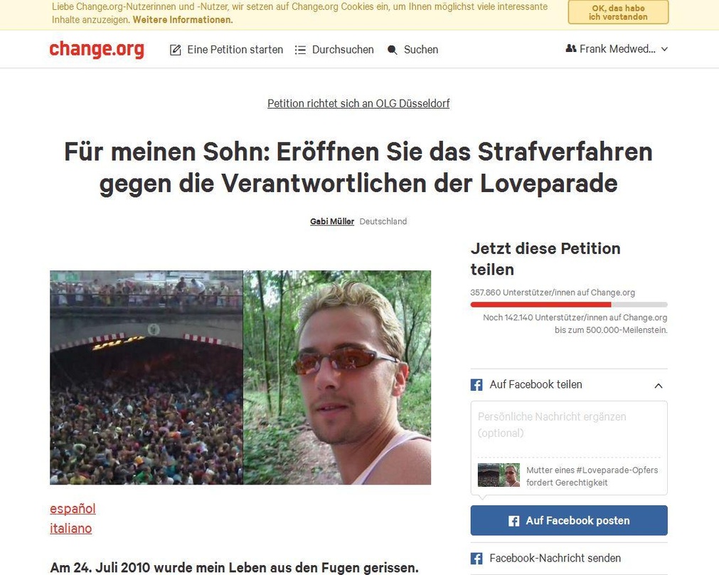 Aufruf mit breiter Anteilnahme: Gabi Müllers Loveparade-Petition