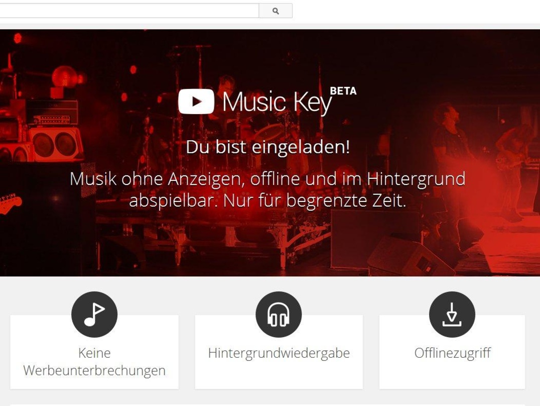 Hier wird noch bis zum 15. September gestet: der Betatest von YouTube Music Key