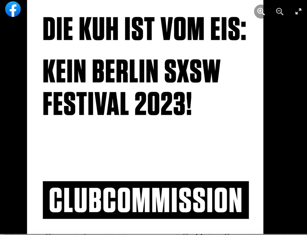 Die Kuh vom Eis geholt: die Clubcommission zeigt sich ganz offenbar zufrieden mit der Entscheidung gegen ein Event nach SxSW-Vorbild schon 2023 in Berlin