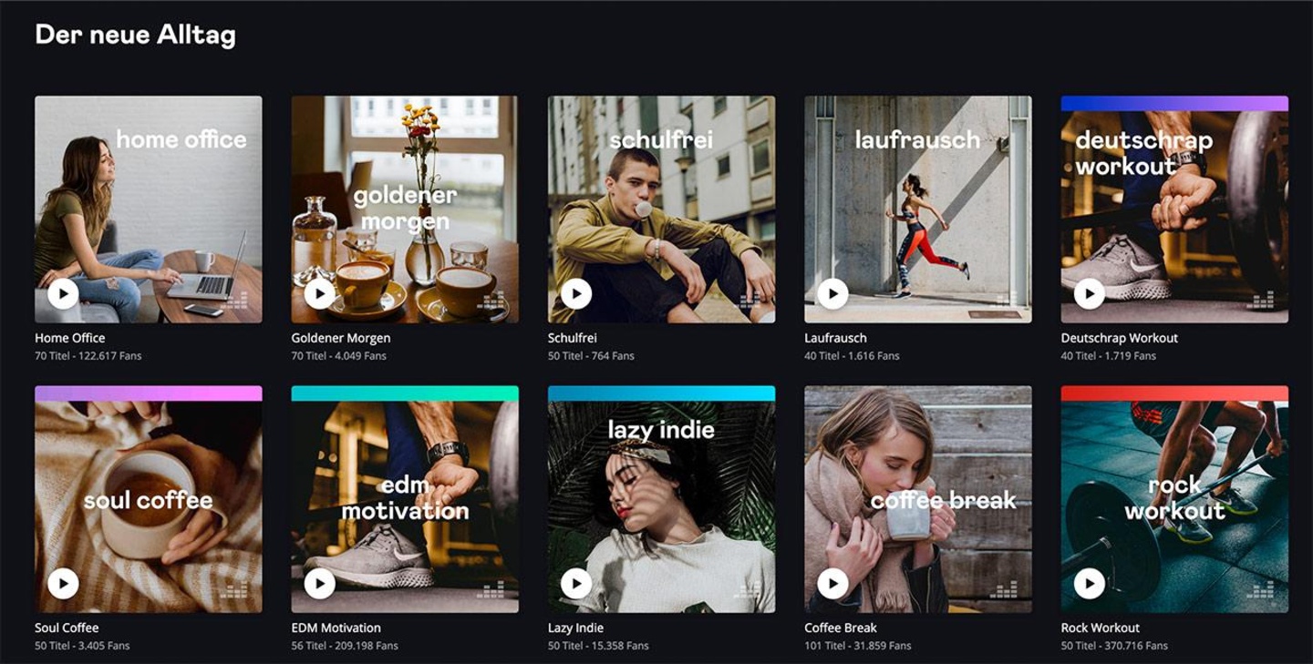 Erfreuen sich mehr Beliebtheit: Playlists zum Thema Homeoffice, Schulfrei und Sporttraining.