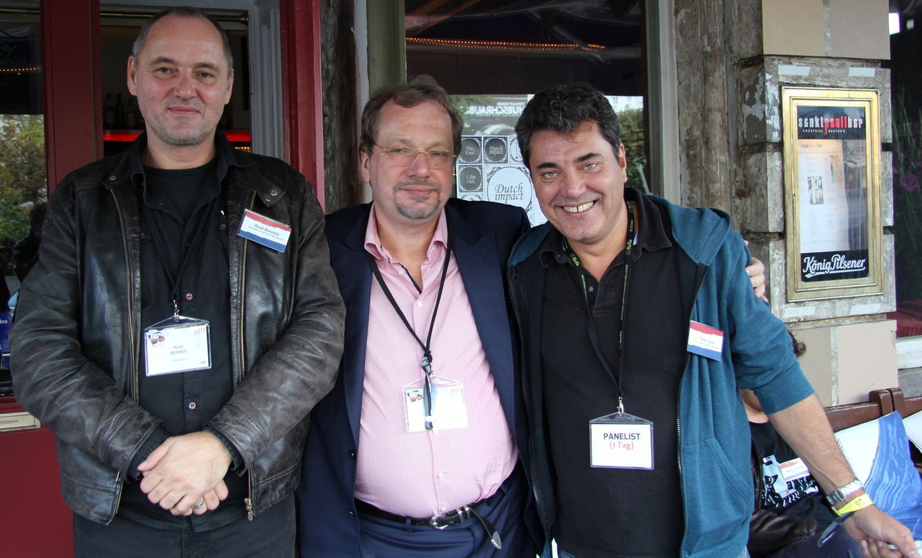 Will Matchmaking-Runde auf der Reeperbahn zur Dauereinrichtung machen und erweitern: Jens Michow (M.), hier mit Ruud Berends (l.) und Peter Smidt (beide Buma Cultuur) beim Dutch Impact bei...