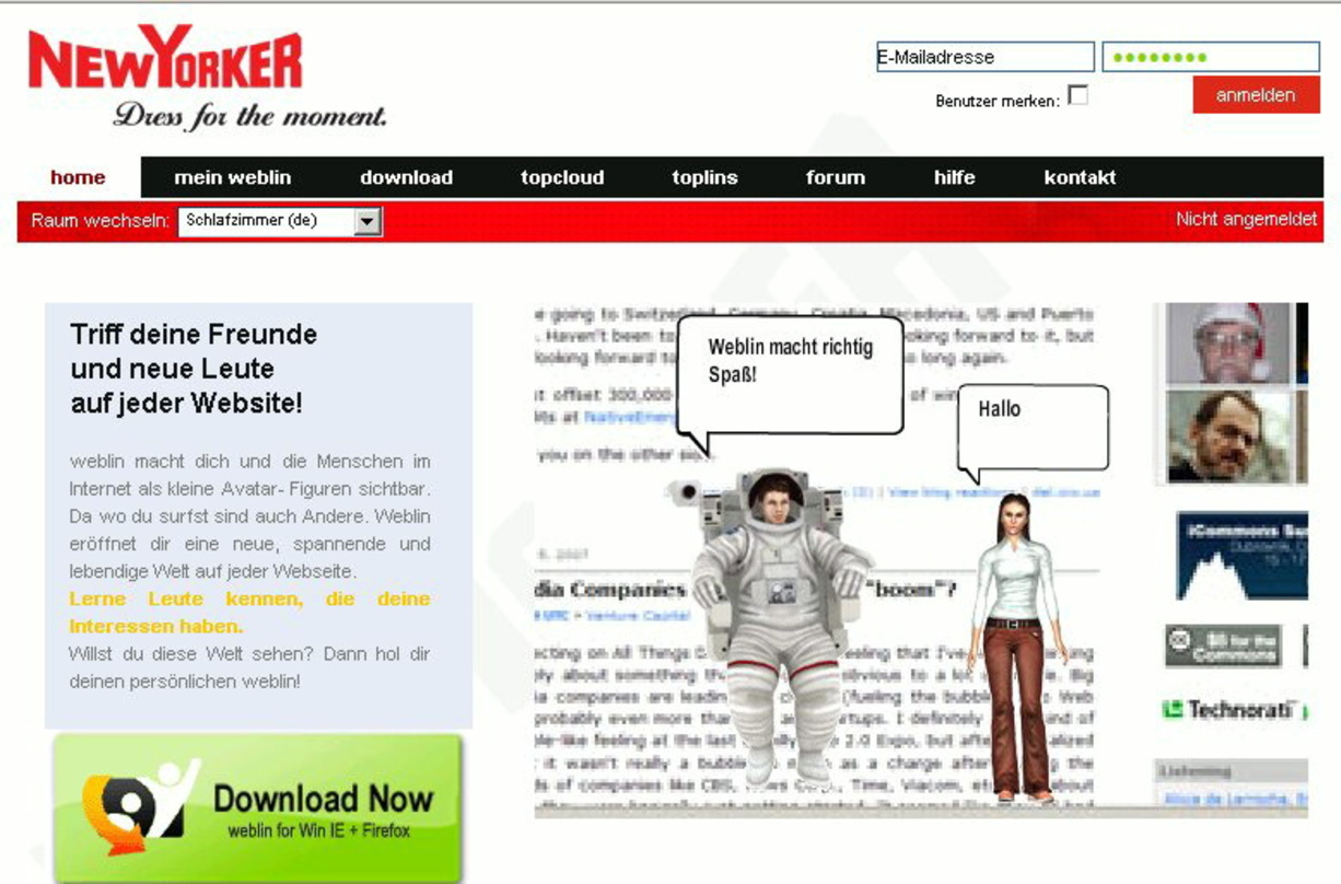 Verbinden: Weblins auf der Homepage von New Yorker