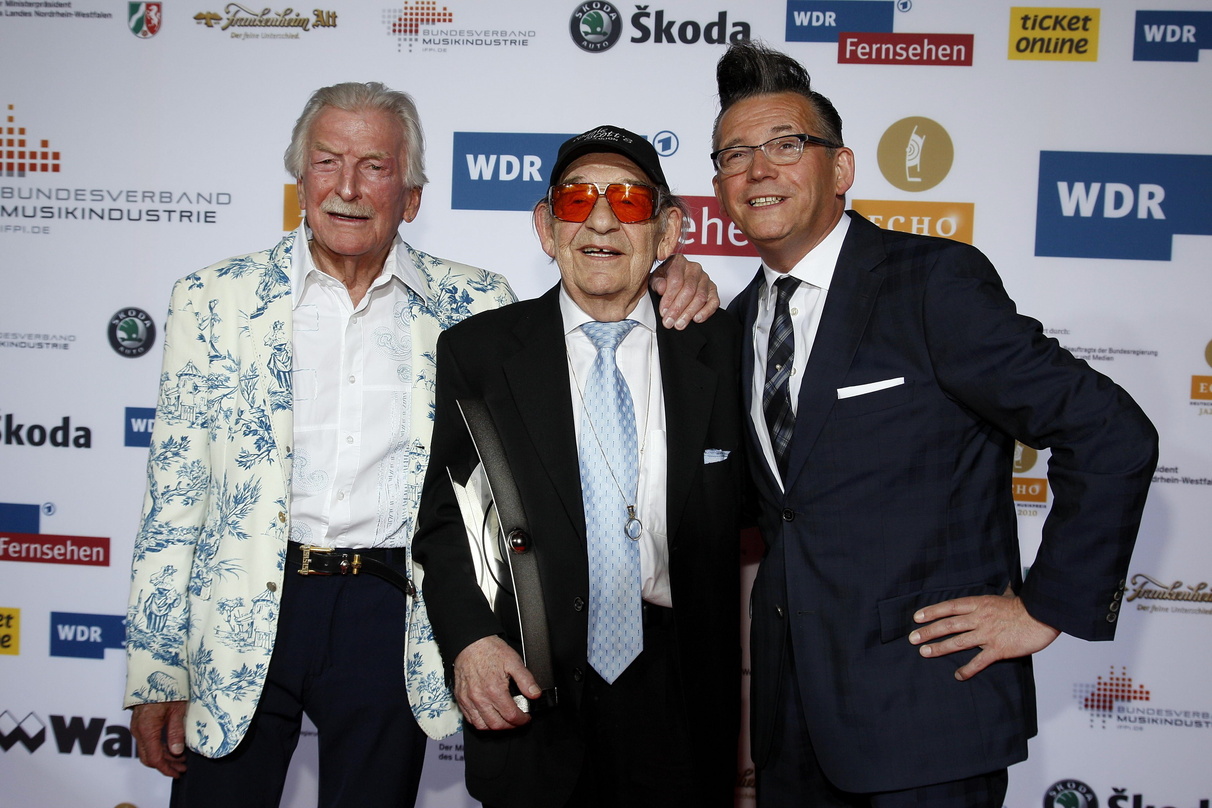 Feierten die diesjährige Echo-Jazz-Premiere (v.l.n.r.): James Last, Paul Kuhn und Götz Alsmann