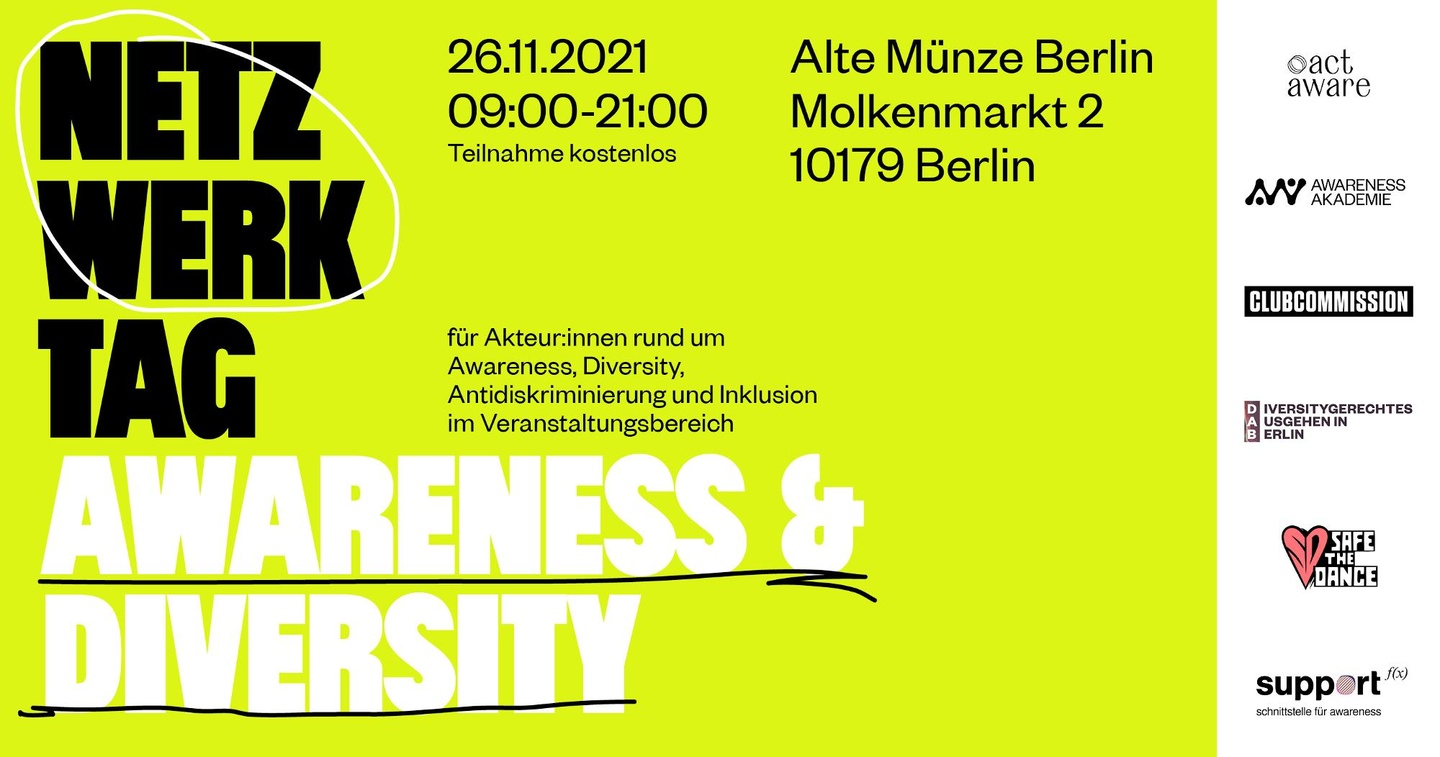 Rückt Awareness und Diversity im Club in den Fokus: der Netzwerktag in der Alten Münze