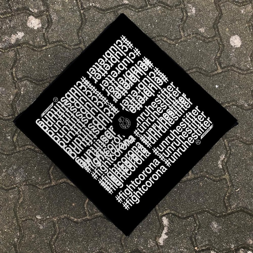 Belohnung für Spender und Zeichen der Solidarität: Bandana zur Hamburger Aktion "S.O.S. - Save Our Sounds"
