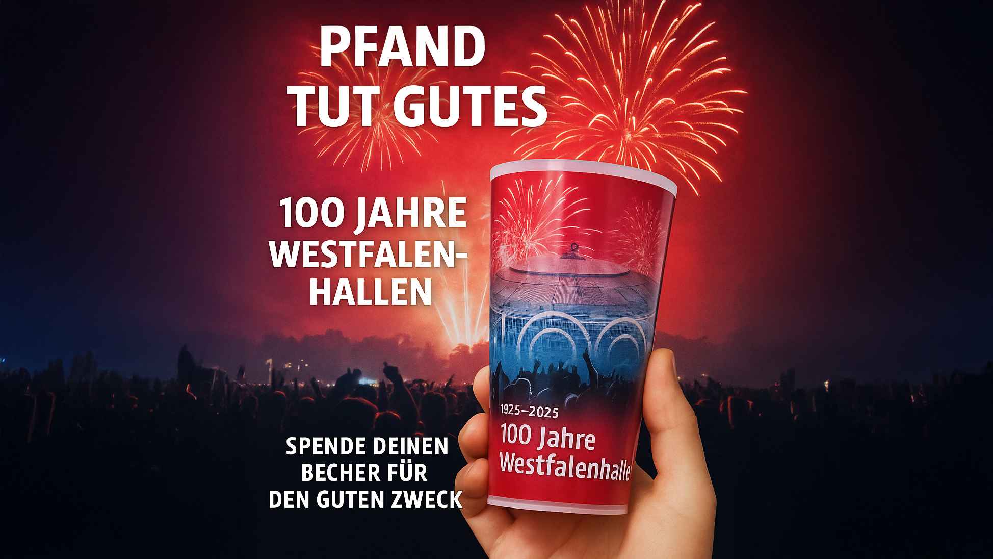 Verbindet die Jubiläumsfeierlichkeiten mit einer Benefizaktion: eine Becherpfandaktion der Westfalenhallen.