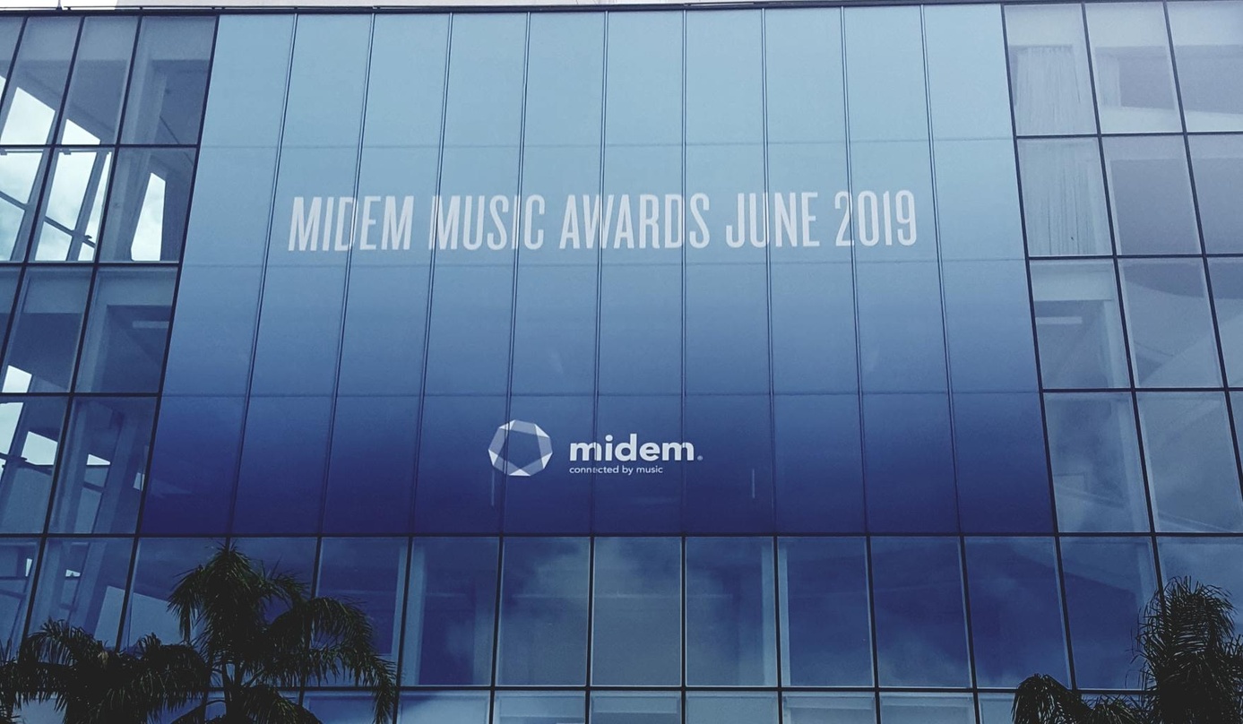 Verkündet die neuen Midem Music Awards: Werbewand auf dem Palais de Festival in Cannes
