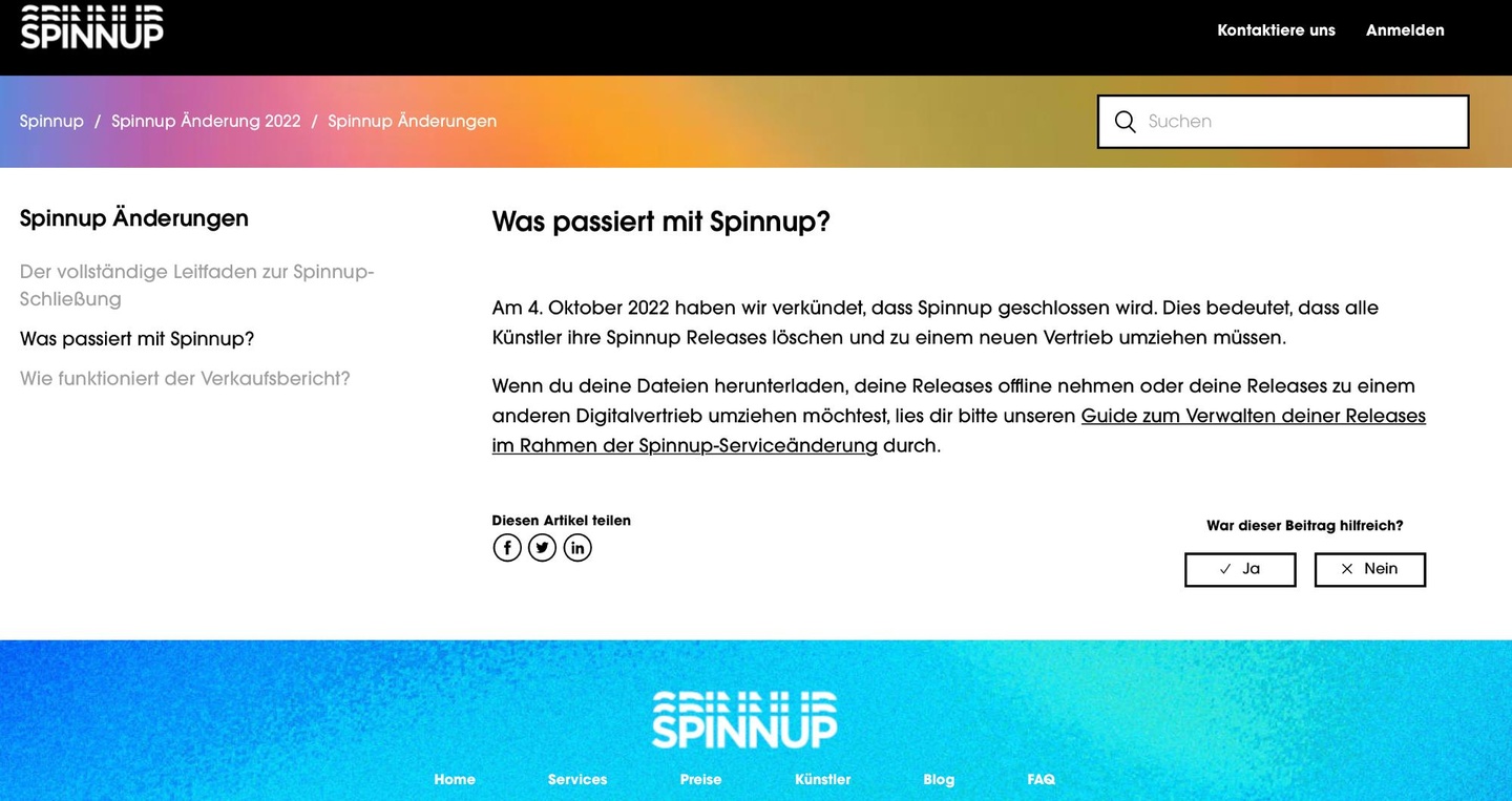 Rückzug in Raten: nach einer strategischen Wende im Sommer 2022 sperrt Universal Music nun im Herbst die Plattform Spinnup ganz ab