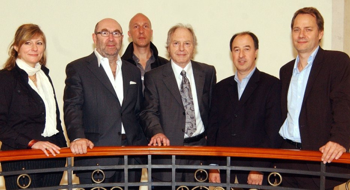 Neue Partner (v.l.n.r.): Marijke Gross (earBooks), edel-CEO Michael Haentjes, Helge Trilck (earBooks), Paul von Schell (Witwer von Hildegard Knef), Thomas Jost (Funkturm Verlag) und Stefan...