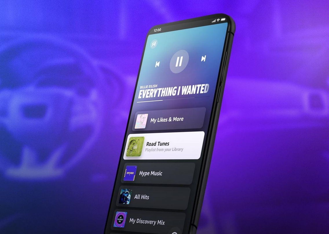 Kommt mit größerem Text und Sprachsteuerung daher: der Auto Modus der Amazon Music App