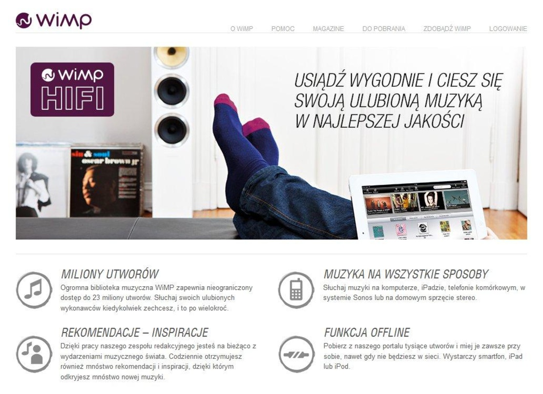 Hochauflösendes Angebot: Wimp HiFi ist auch in Polen verfügbar
