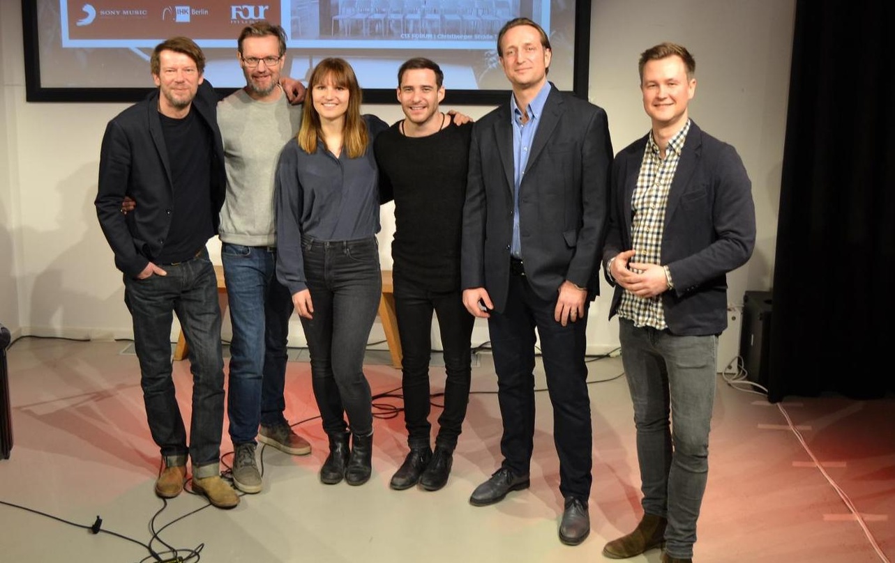 Organisierten den Workshop (von links): Jürgen Schepers (IHK Berlin Kreativwirtschaft), Michael Frohoff (CEO Kruger Media), Nina Grätz (Label Managerin Four Music), Lions Head, Lars Bendix...