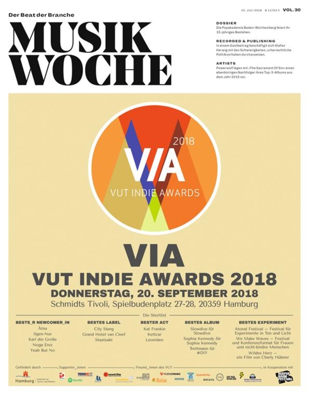 fd7d6e340a17b8e6cc519cfbfea56688b9b75df4f3d0fc22fb6bb3cd7bc914e5 Jetzt online lesen: MusikWoche Vol. 30/2018