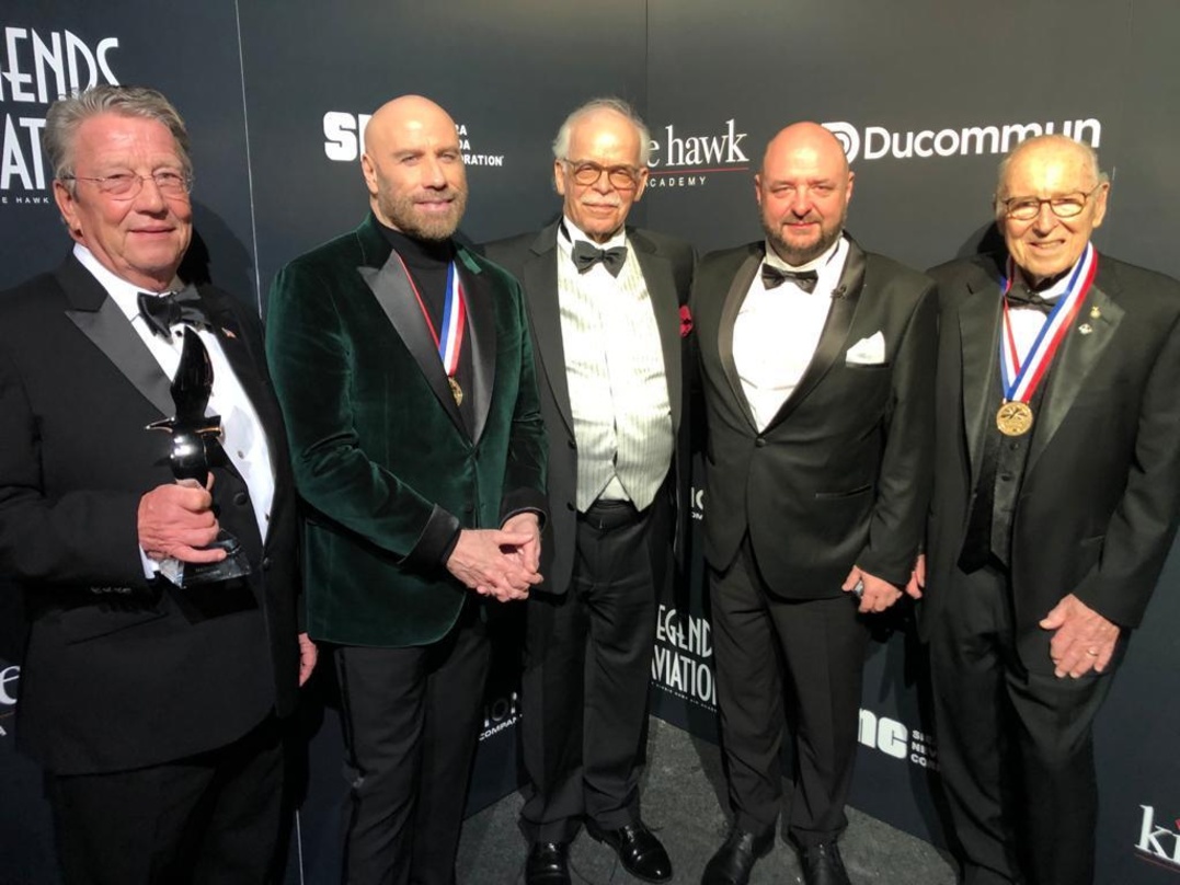 Trafen sich in LA (von links): Thomas Schrade, John Travolta, Frank Franke, Bernd Breiter und Capt. James Lovell