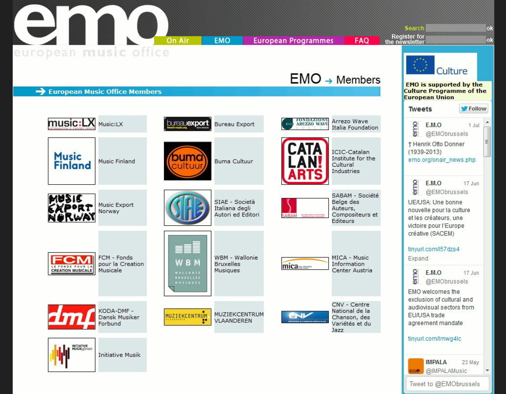 Eingeschlafen: Das EMO - European Music Office hat seine Aktivitäten eingestellt