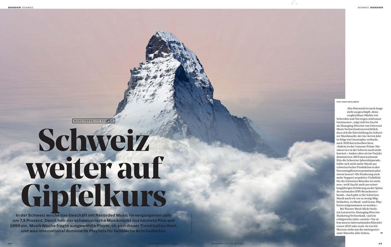 Anfang Februar legte die IFPI Switzerland ihre Bilanz vor. Die Musikunternehmen in der Schweiz setzten demnach 2019 mit der Vermarktung von Recorded Music 183,5 Millionen Franken um, ein P...